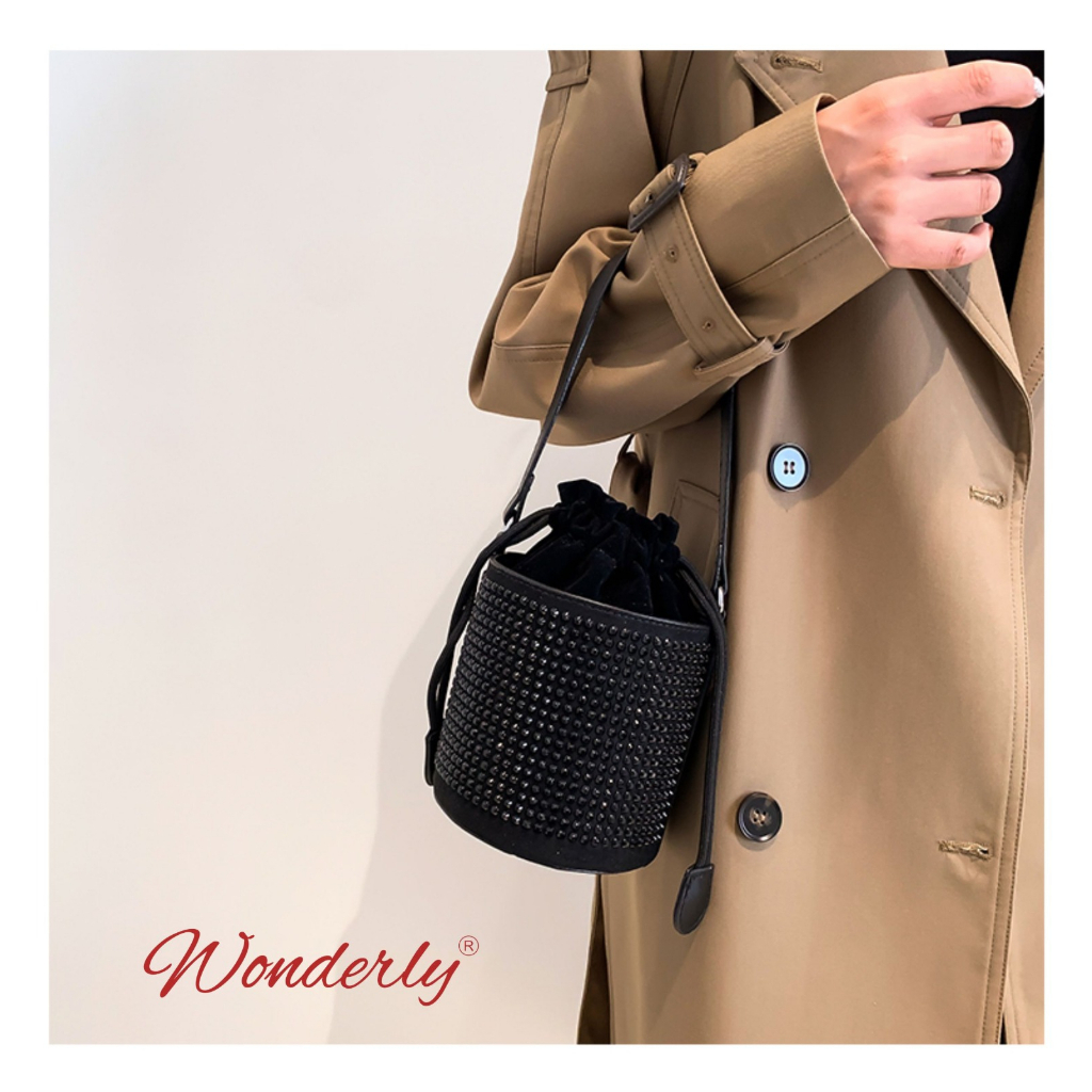 Tas Selempang Bucket Wanita Tas Jinjing Bulat Bling-Bling TC10