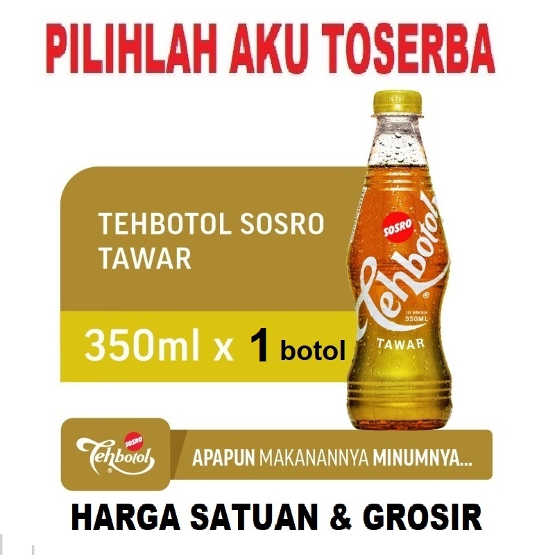 Teh Botol Sosro TAWAR PET 350 ml - ( HARGA SATUAN )