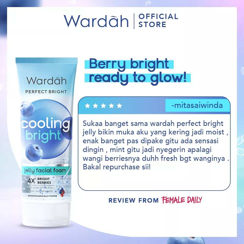 Wardah Perfect Bright Cooling Bright Jelly Facial Foam smoot glow oil control Creamy Foam
