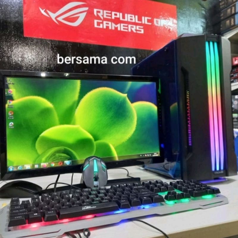 PC Gaming core i7 monitor led  key mouse full set siap pakai