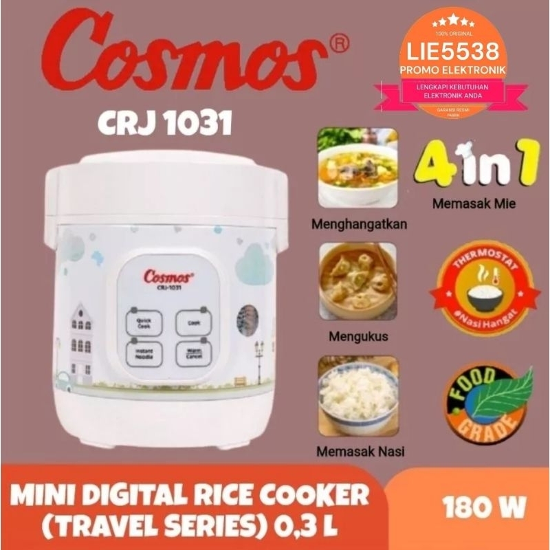 COSMOS CRJ-1031 / CRJ 1031 Mini Digital Portable Rice Cooker Travel 0,3 L GARANSI RESMI