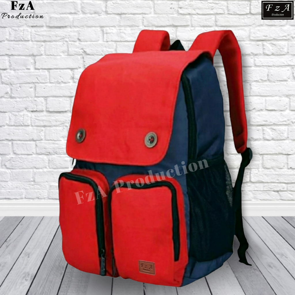 FzA Official -Tas Ransel anak laki laki - Tas Ransel Anak Sekolah - Tas Ransel Sekolah anak laki-laki anak perempuan Backpack Sekolah Anak [ High Quality ] - Red Kids FREE Raincover