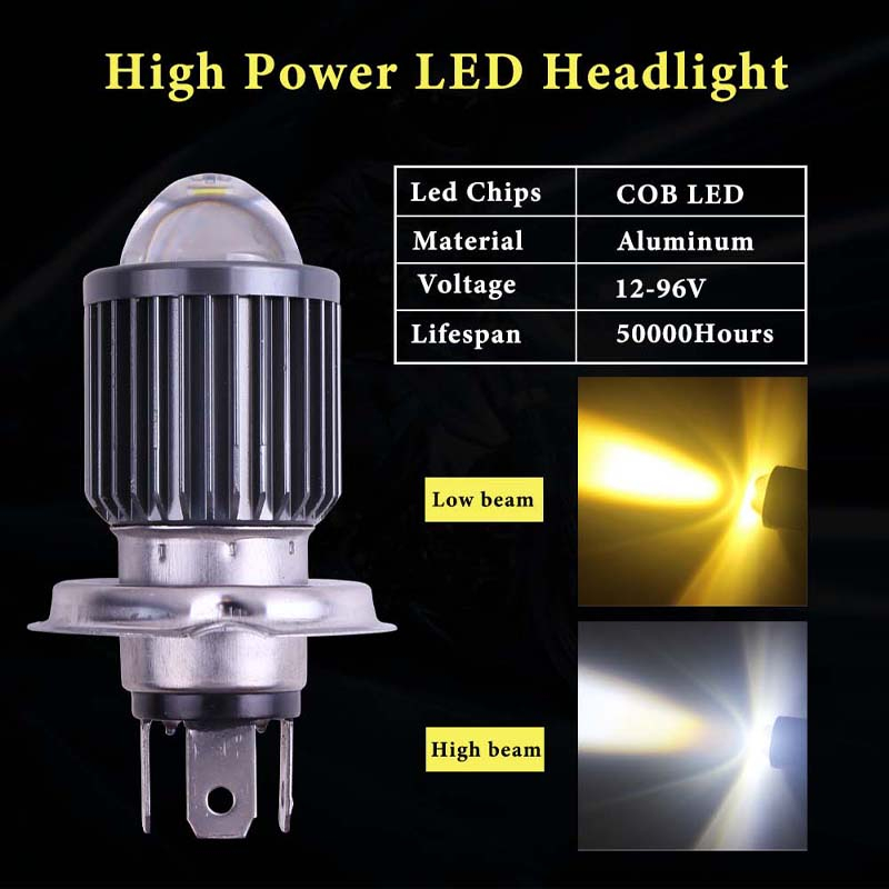 Lampu LED Mini Projie H4 Motor Mobil Led Laser H4 Putih Kuning AC DC Lampu Utama H4 Hi Low 12Volt