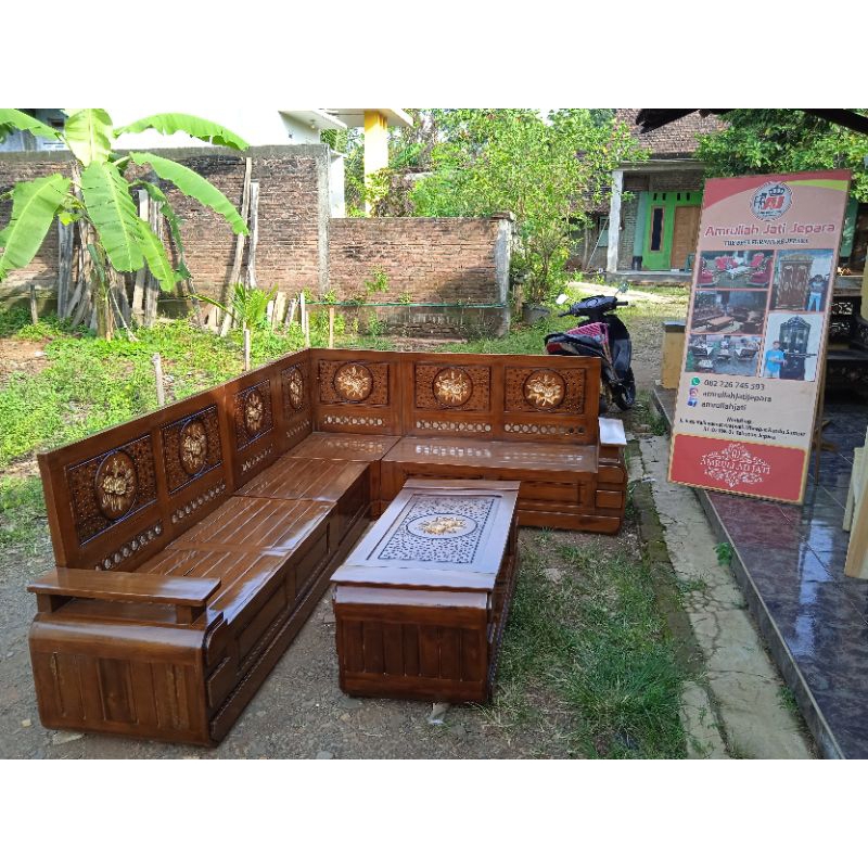 kursi sudut robot / kayu jati/furniture