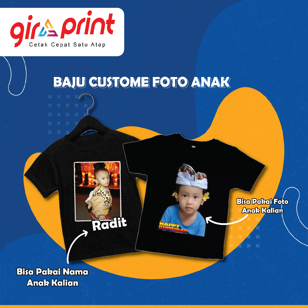 Kaos custome anak / pakai foto / nama