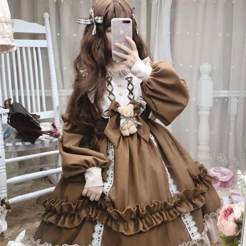 [MikanHiro Store] Lolita skirt full set Japanese spring and autumn cute loli student dress lolita soft sister skirt princess daily skirt