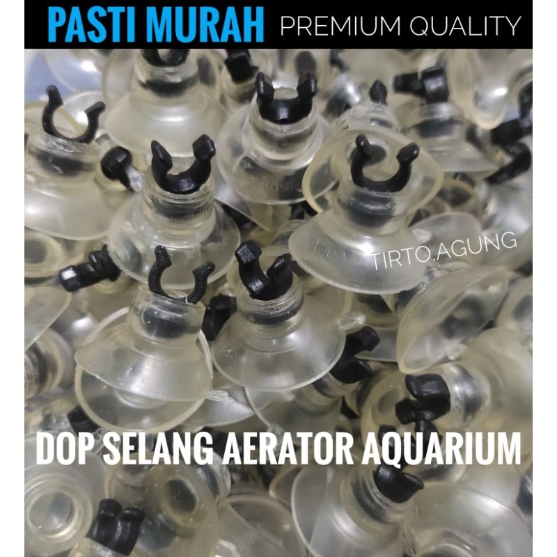 Perekat kaca Dop selang hitam premium kuat aerator air pump pompa udara knop bracket kunci aquarium aquascape