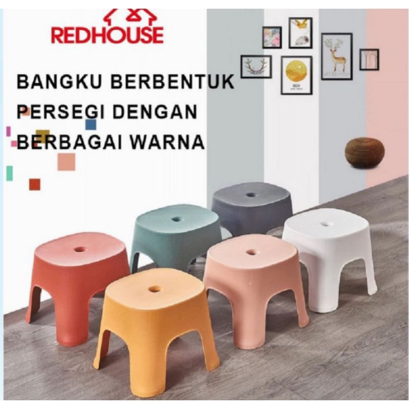 BANGKU JONGKOK Kursi Plastik RED HOUSE pendek Ready kode 602