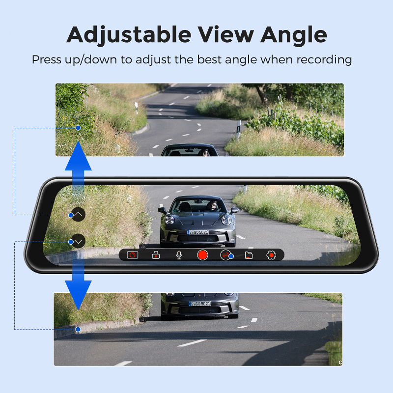 Dash Cam Car DVR Camera 10inci IPS Touch Screen Rearview Mirror Full HD 1080P Night Vision Stream Media Dual Lens Car Camera Spion 170° Wide Loop Recording