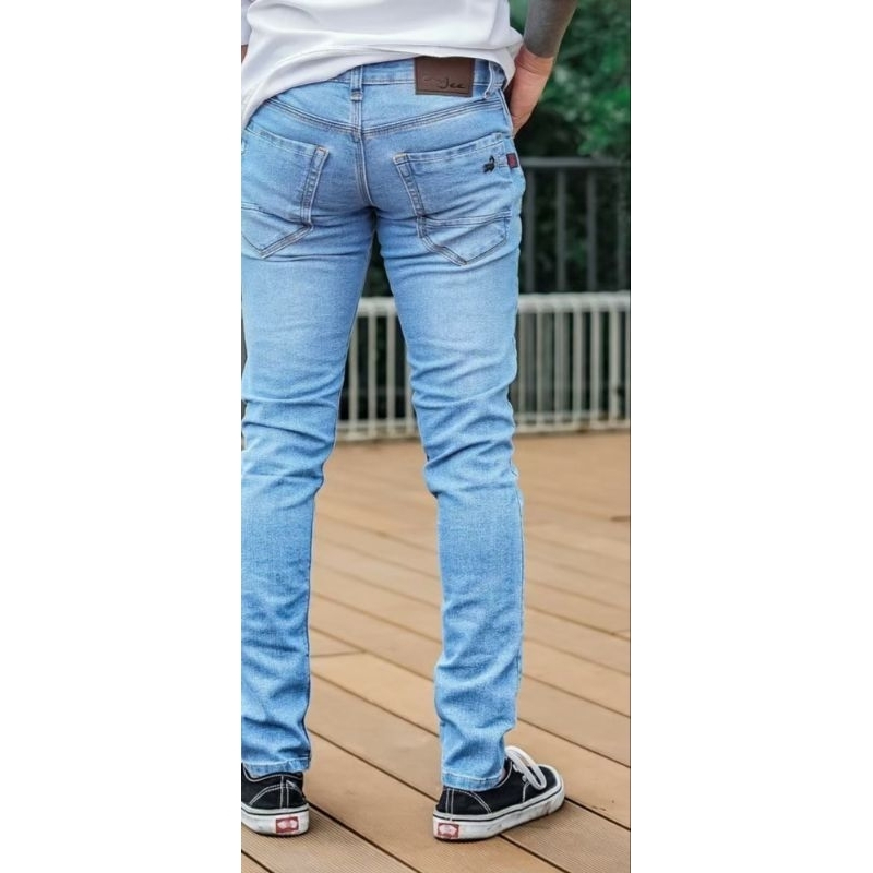 Celana Jeans Bioblitz Biru Langit Skinny Denim Pria/Cowok Slimfit Melar Keren Kekinian!