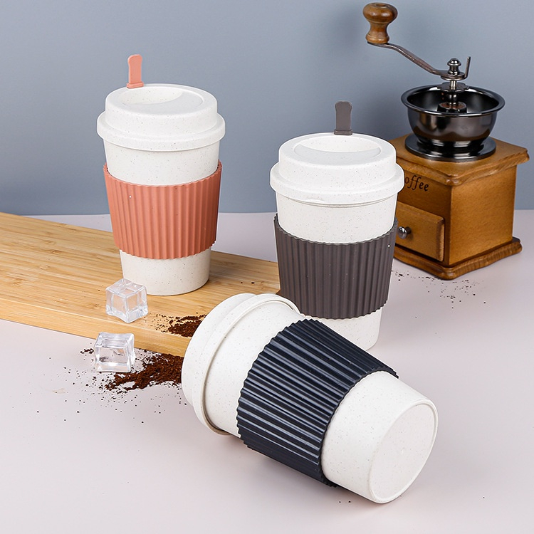 (clashop)Wheat Straw Mug Kopi / Mug Praktis / Mug Minuman Dingin / Mug Minuman Panas / Mug Plastik Portabel