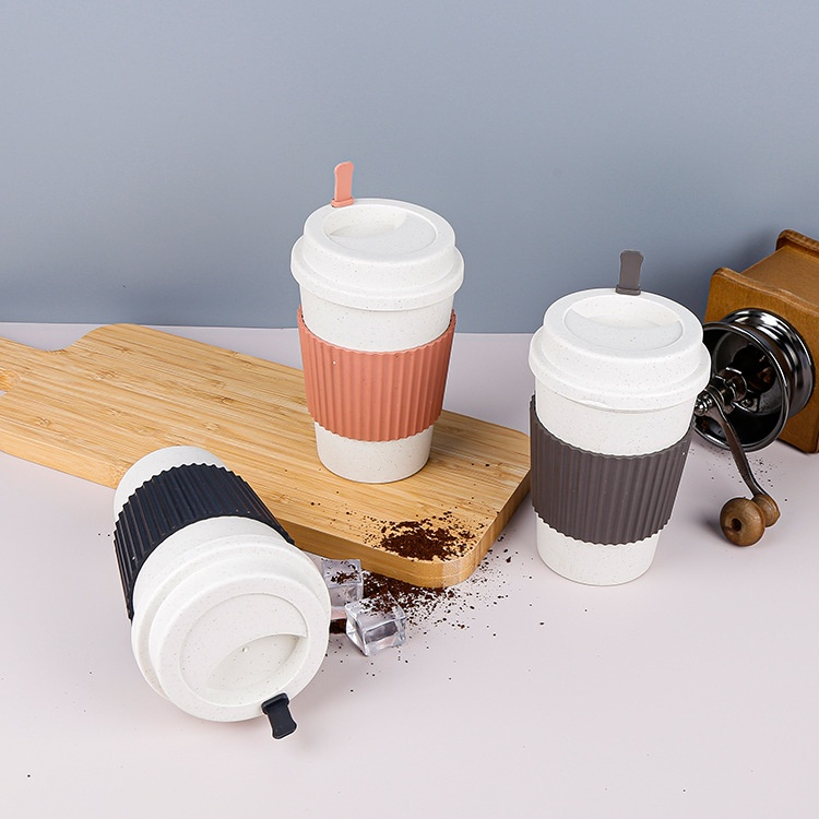 (clashop)Wheat Straw Mug Kopi / Mug Praktis / Mug Minuman Dingin / Mug Minuman Panas / Mug Plastik Portabel