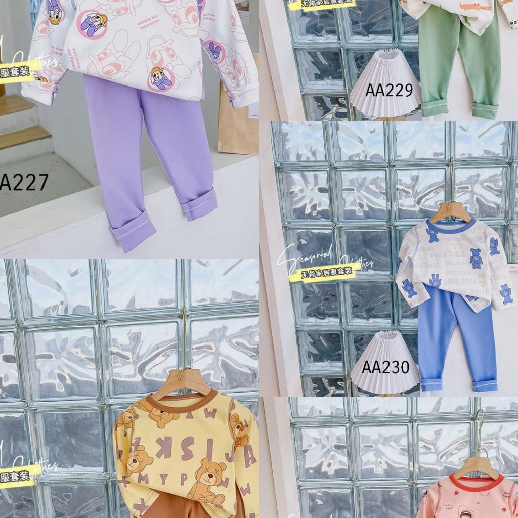 KIDZ BALI - SETELAN PIYAMA LENGAN CELANA PANJANG MOTIF TERBARU - PIYAMA PREMIUM UNISEX