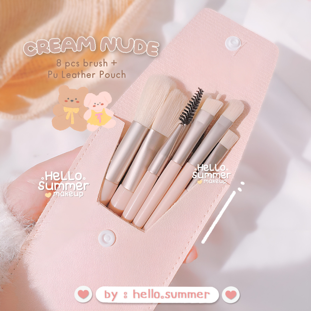 Pastel Kuas Make Up Brush Makeup Set Rias Brush 8pcs &amp; FREE POUCH Lembut High Quality