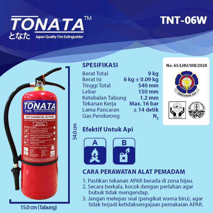 APAR 6 kg Tonata Wet Chemical K-Type / Set Komplit Tipe K