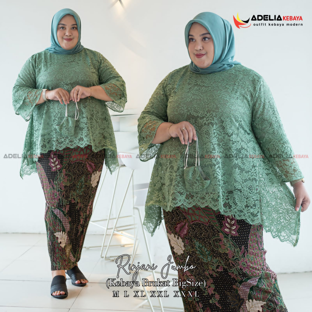 ( COD ) JUMBO - Setelan kebaya blouse rinjani jumbo - kebaya modern - outfit kekinian - bahan brukat - pakaian pesta keluarga, wisuda, baju akad dan nikahan