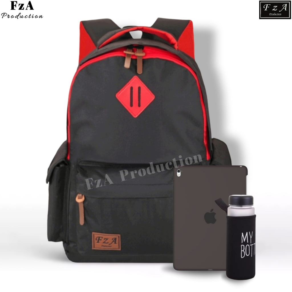 FzA Official -Tas Ransel anak laki laki - Tas Ransel Anak Sekolah - Tas Ransel Sekolah anak laki-laki anak perempuan Backpack Sekolah Anak [ High Quality ] - Black Kids FREEE Waistbag