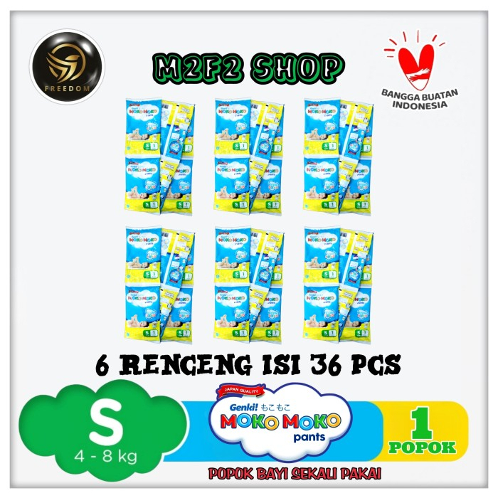 Popok Bayi Celana Genki Moko Moko Pants Sachet Size Small - (Kemasan 6 Renceng)