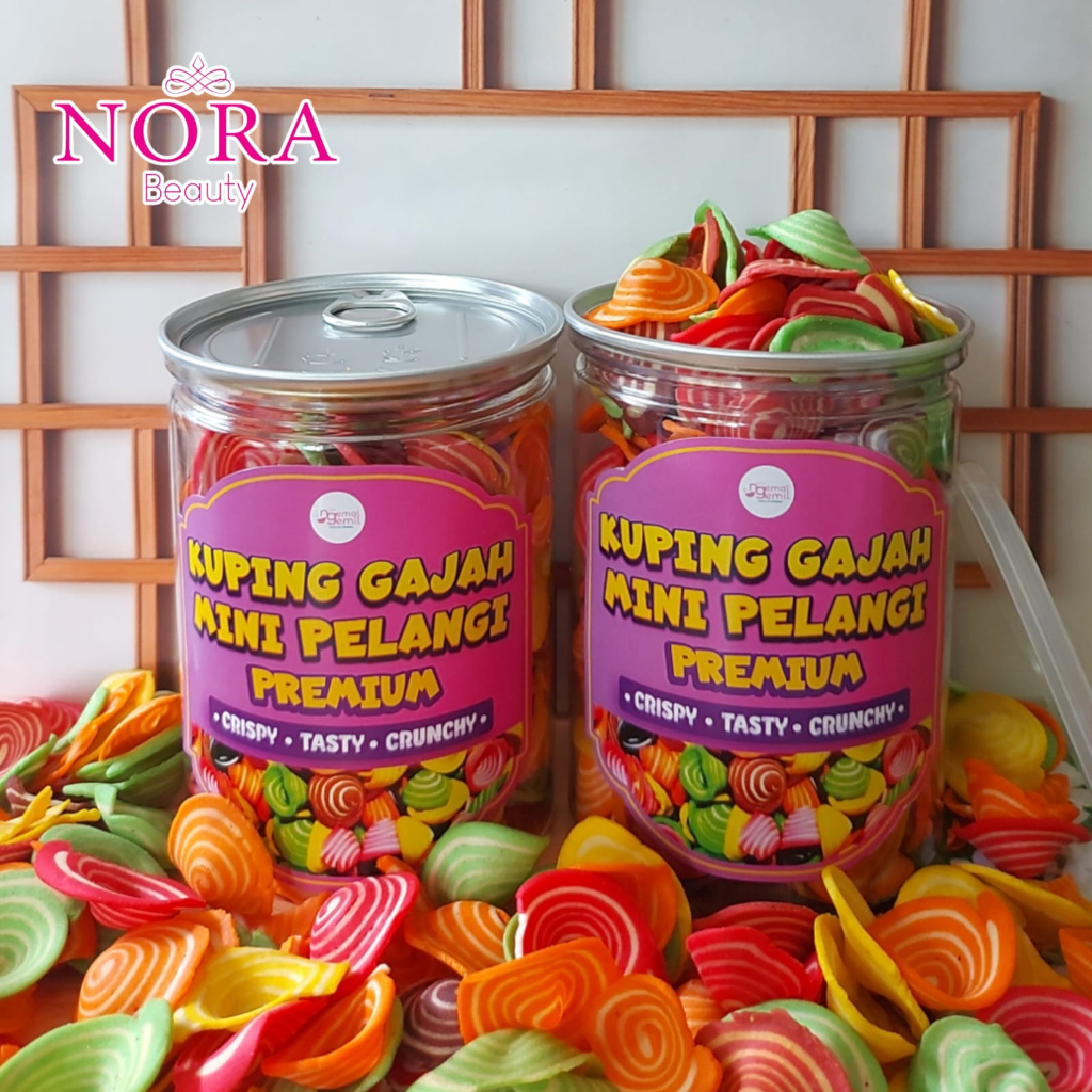 

Cemilan Kuping Gajah Mini Pelangi Kemasan CAN Premium //murah