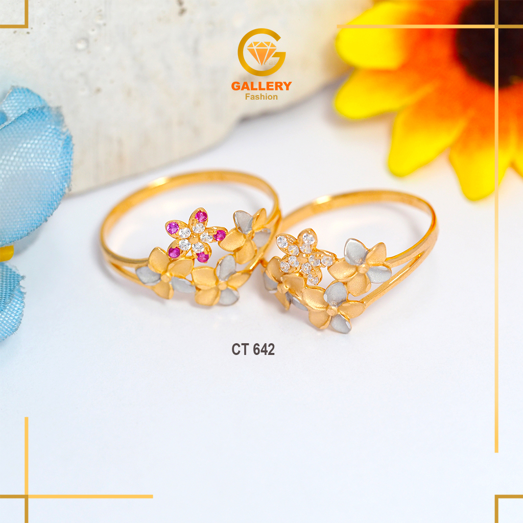 CINCIN EMAS ASLI 300%/6KARAT DAN 375%/8KARAT KODE CT 642 CINCIN BESAR MODEL BUNGA