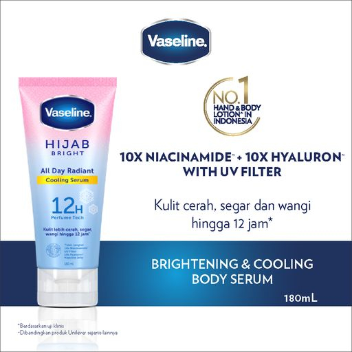 Vaseline Hijab Bright Cooling Body Serum - All Day Radiant Long Lasting Fragrance 180ML