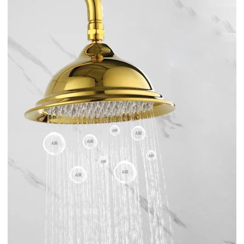 Kerrogee Kuningan Shower Kamar Mandi Set SUS 304 Shower Klasik Gold Tiang Panas Dingin 3 In 1 Shower Tiang High Quality Gold LZ