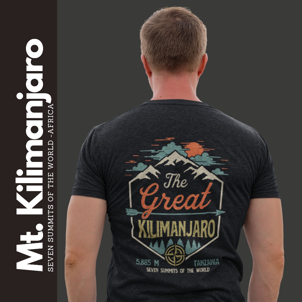 Kaos Vintage Retro Pendaki Gunung 7 Summit Mount Kilimanjaro Africa