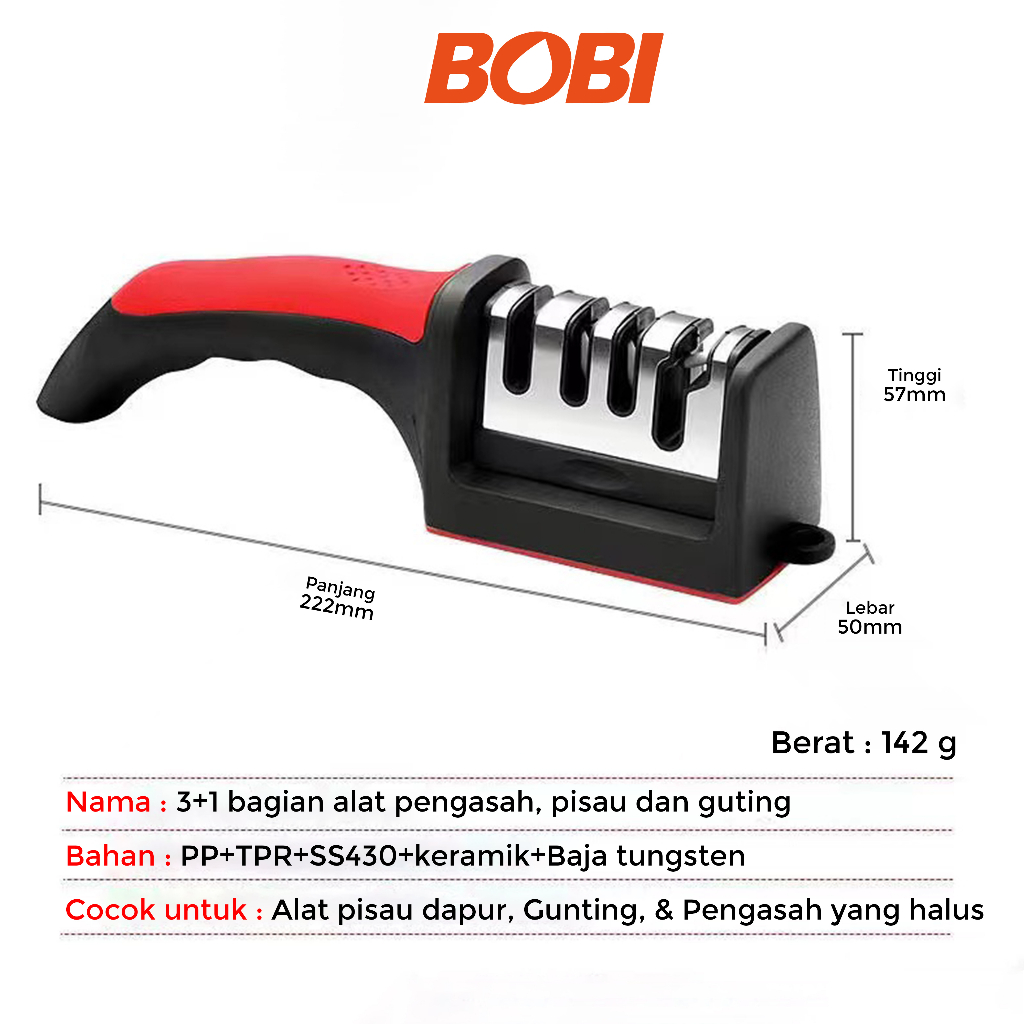 Stage Knife Sharpener atau Alat Pengasah Pisau 4 Fungsi/ 4 Stage Knife / Alat Pengasah Pisau Praktis BOBI