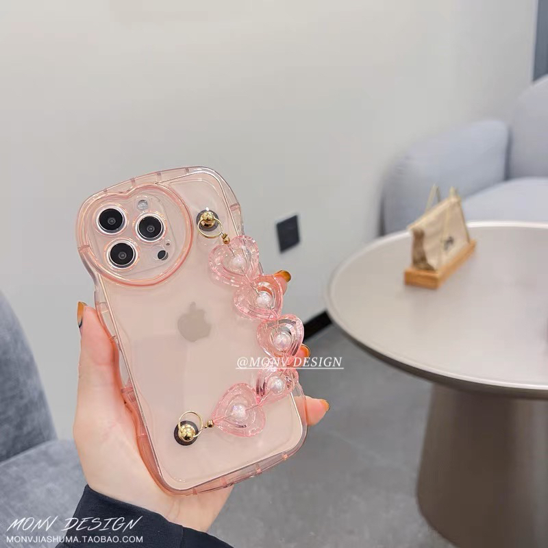 Transparan Pink Candy with Heart Holder Softcase Casing Case HP Lucu iphone XS XS Max XR 11 Pro Max 12 Pro Max 13 Pro Max 14 Pro Max