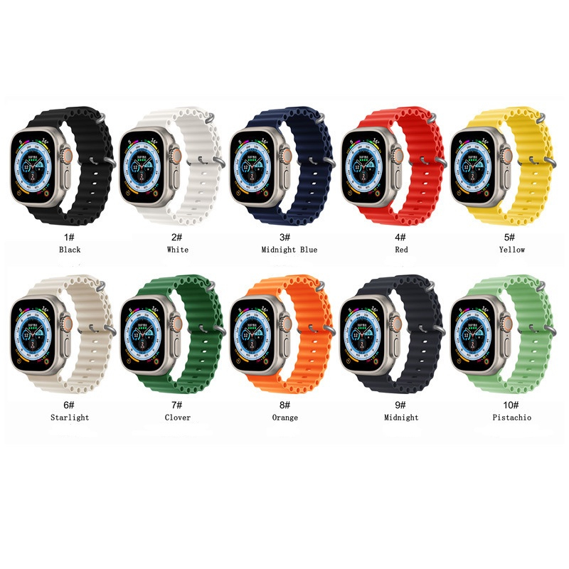 OCEAN STRAP WATCH - SERIES ULTRA 8 7 6 5 4 3 2 1 SE | SIZE 38 40 41 42 44 45 49 MM | Tali rubber silicone strap band apple watch iwatch