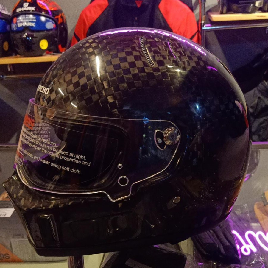 JERICHO FF1400 CHECKRED GLOSS CARBON | HELM FULL FACE | ORIGINAL