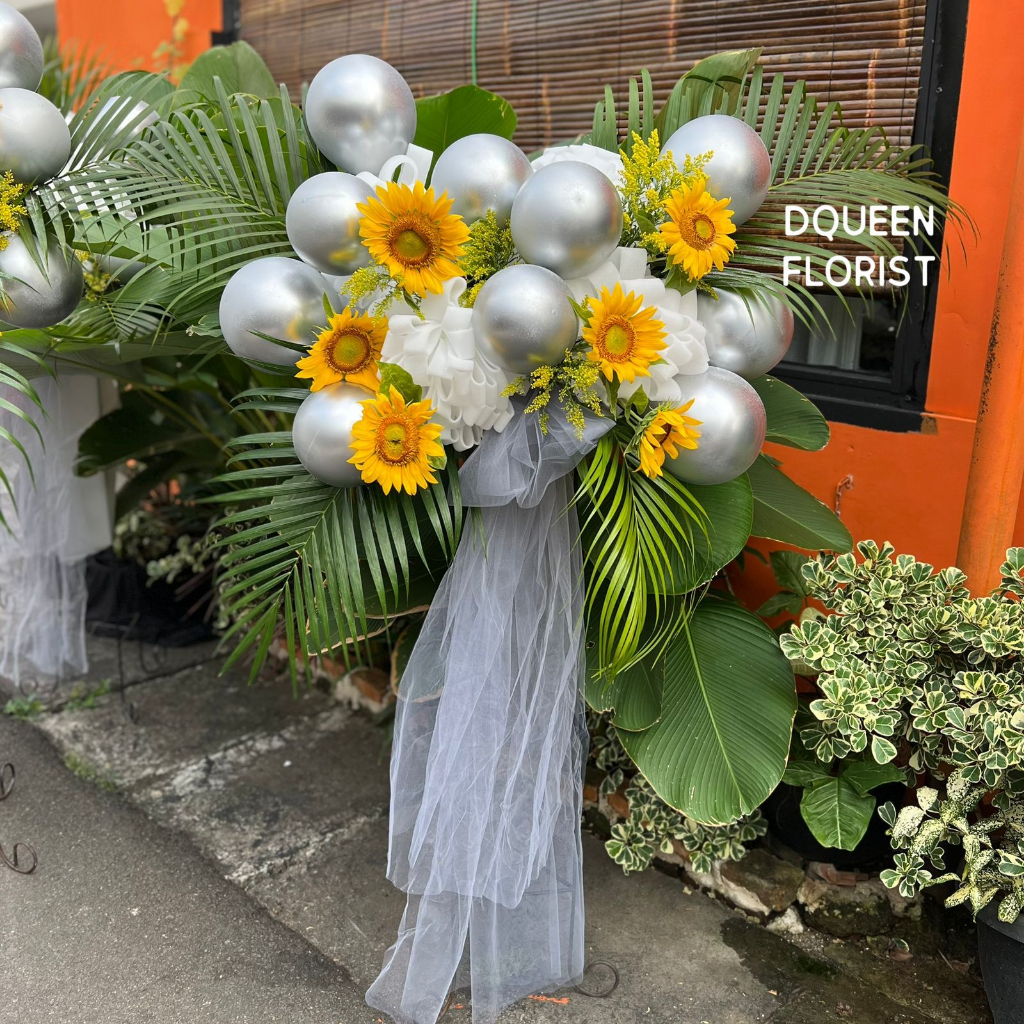 standing bunga dekorasi flower ulang tahun ucapan graduation