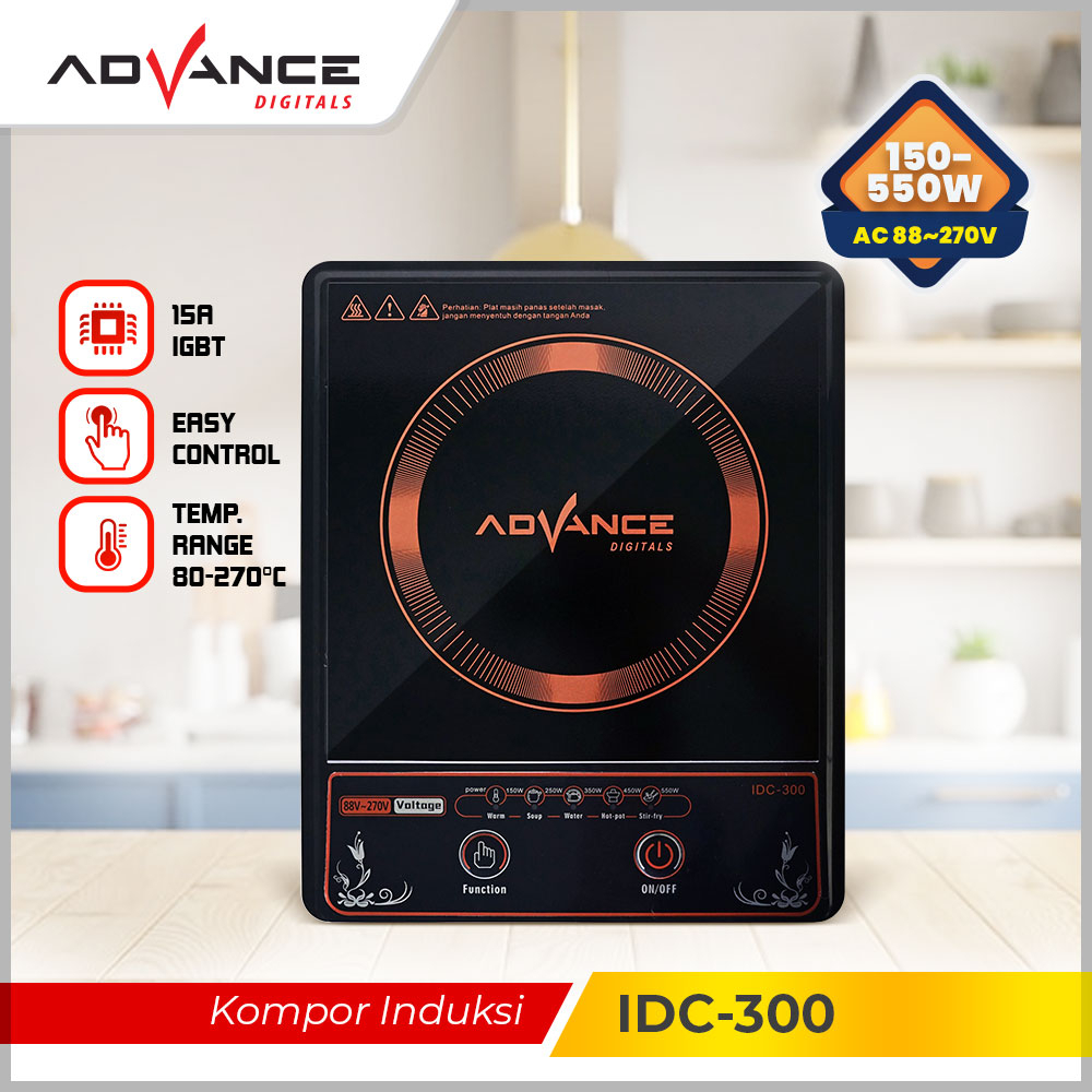 ADVANCE Kompor Induksi 2 Tombol 550W Induction Cooker Bahan Kaca IDC-300