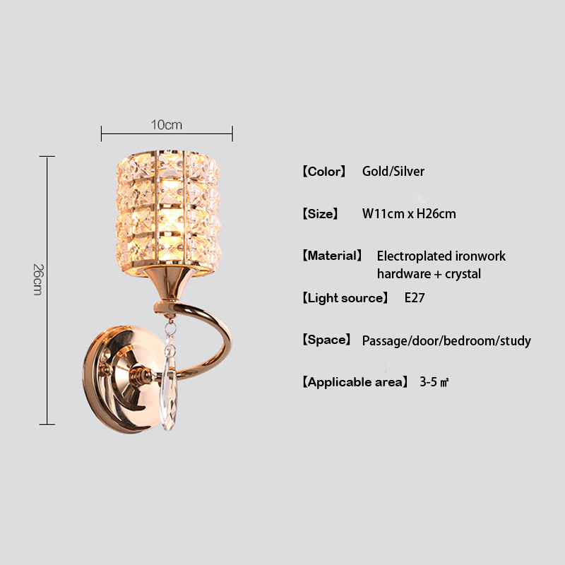 Lampu Dinding Persegi  Mewah Kristal Bulat  Modern Lampu Dinding Dekorasi Rumah Yang Indah E26/E27 YLY