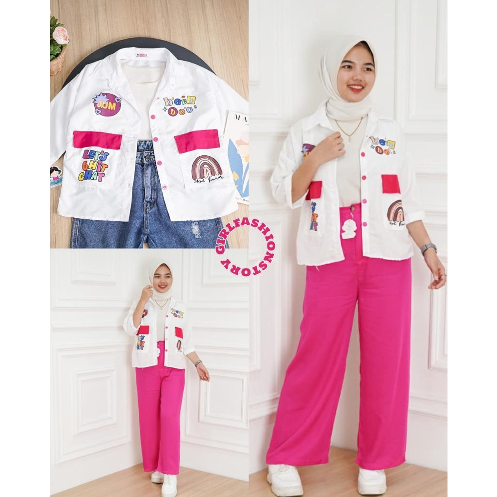 GFS CUFY CUTE COMBINE TOP KEMEJA WANITA