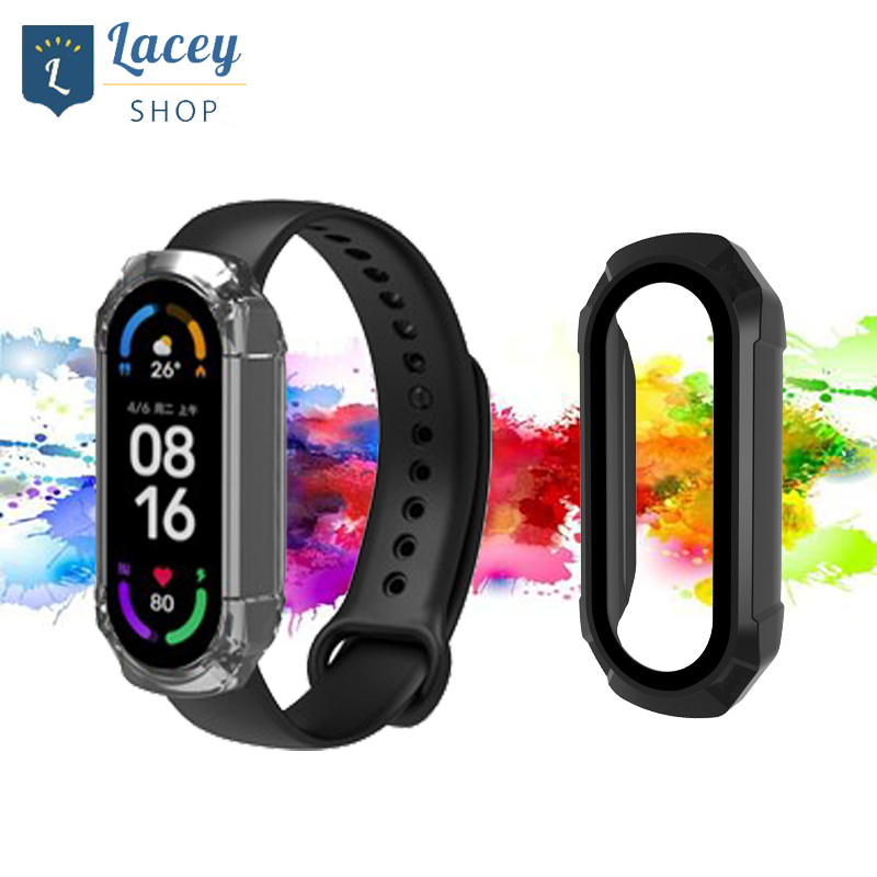 Hard Case Xiaomi Band 4 5 6 with Tempered Glass / Miband Full Screen Protector