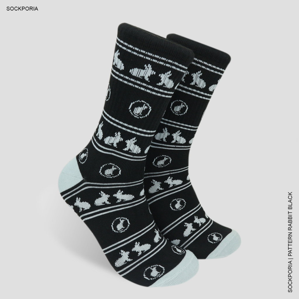 kaos kaki Motif Tribal - Rabbit Black