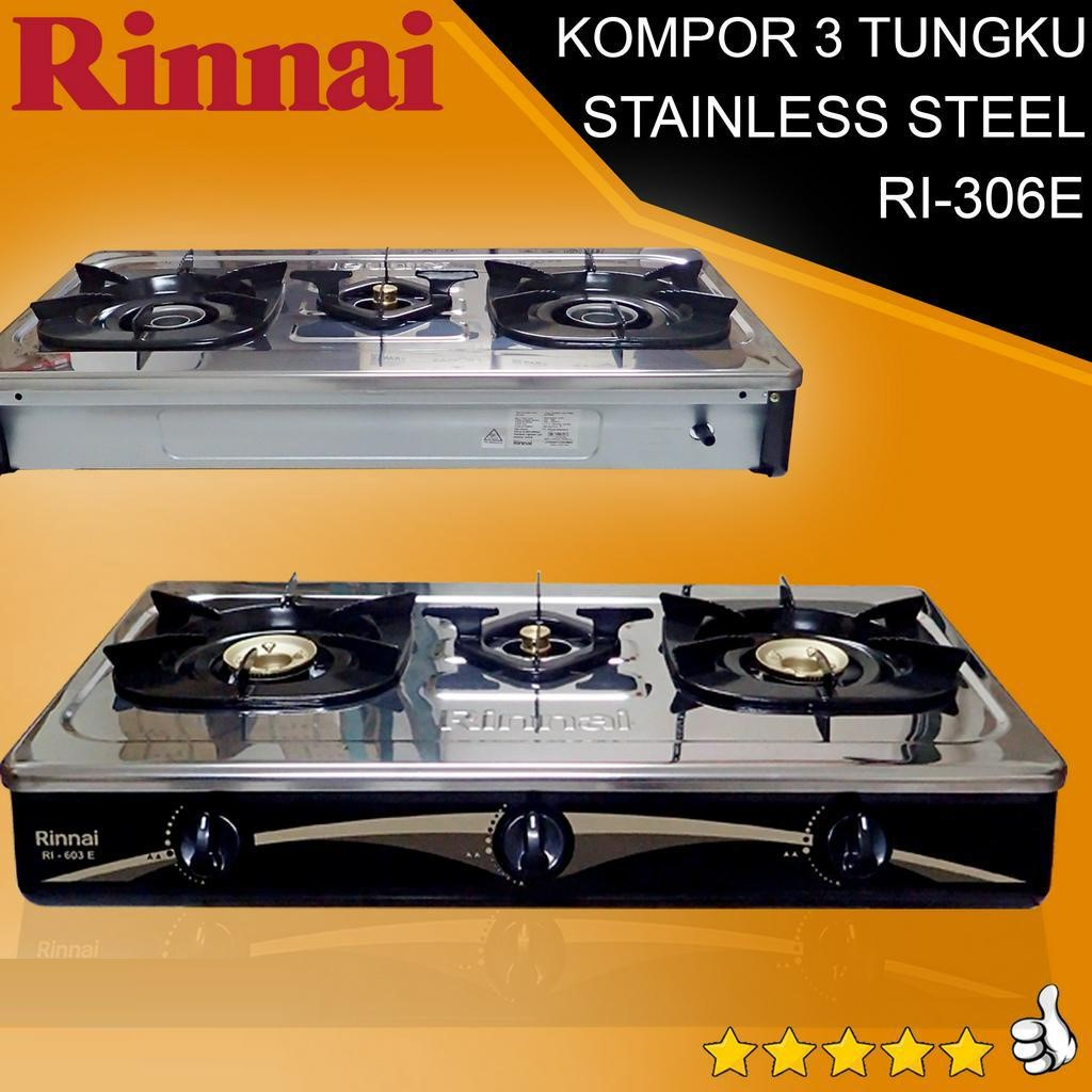 KOMPOR GAS RINNAI 3 TUNGKU RI603E / RI-603E / RI 603 E [3 TUNGKU] 100% ORI