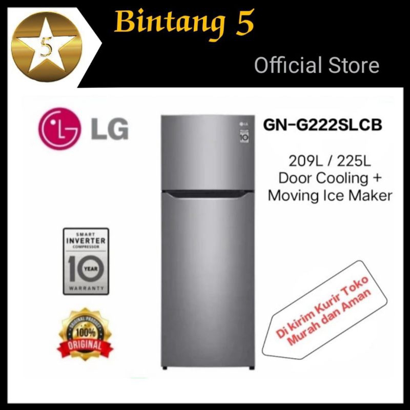 LG GNG222SLCB KULKAS 2 PINTU LG kulkas 2 pintu INVERTER ice tray door cooling bebas bunga es hemat l