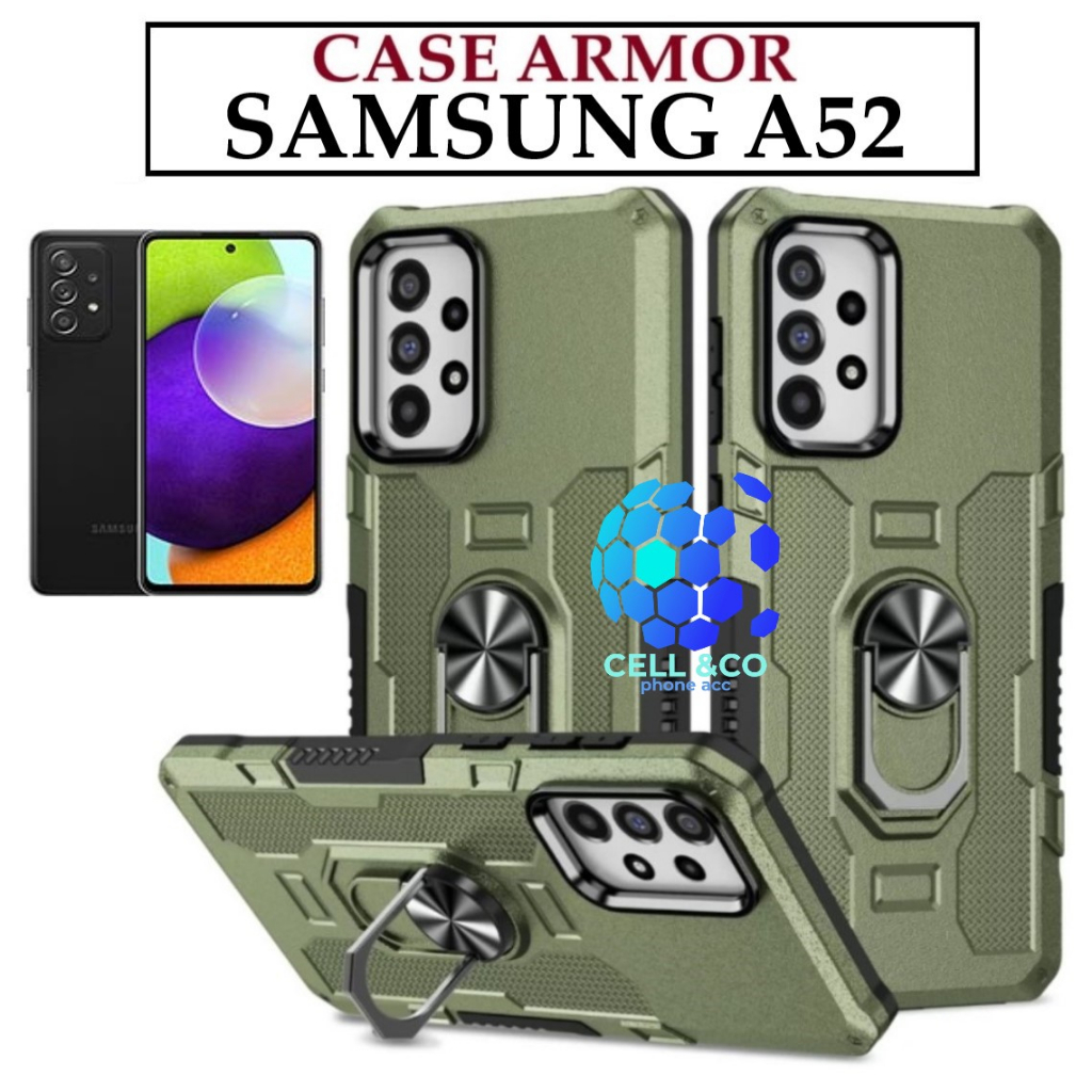 Case Armor SAMSUNG A52 Iring Cincin Magnetic Kesing Hp Protect kamera Premium Hard Case Standing Robot Pelindung Kamera