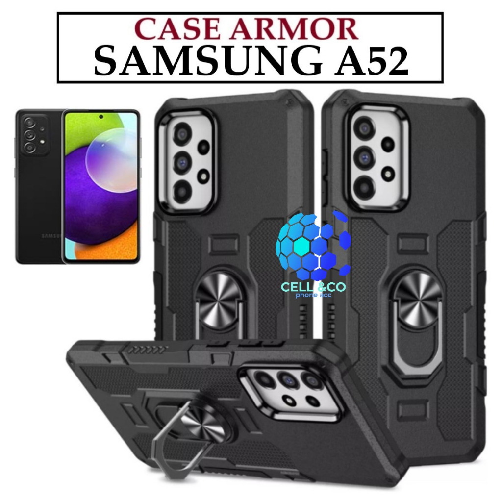 Case Armor SAMSUNG A52 Iring Cincin Magnetic Kesing Hp Protect kamera Premium Hard Case Standing Robot Pelindung Kamera