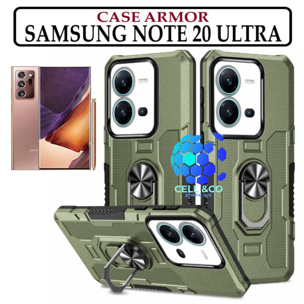 Case Armor SAMSUNG GALAXY NOTE 20 ULTRA Iring Cincin Magnetic Kesing Hp Protect kamera Premium Hard Case Standing Robot Pelindung Kamera