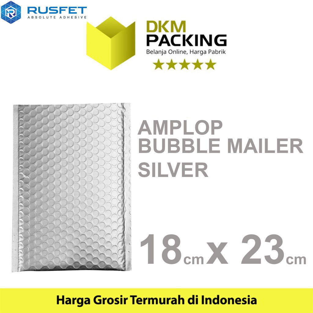 

AMPLOP BUBBLE MAILER SMALL 18x23cm SILVER WRAP ENVELOPE RUSFET PREMIUM /SATUAN