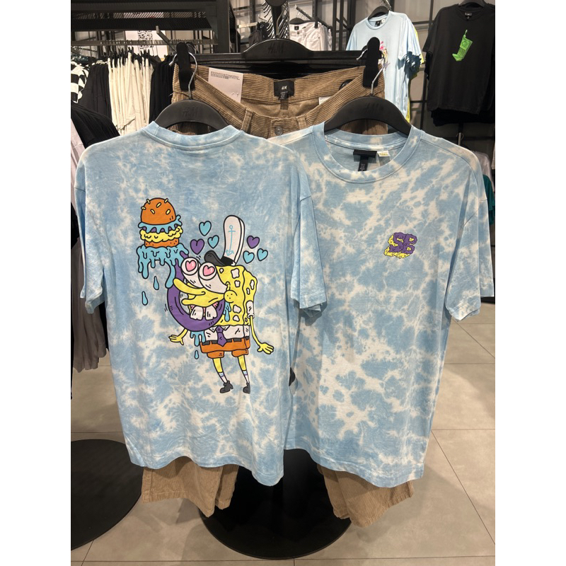 H&M mens - kaos / t-shirt SPONGEBOB TYE DIE relaxed fit