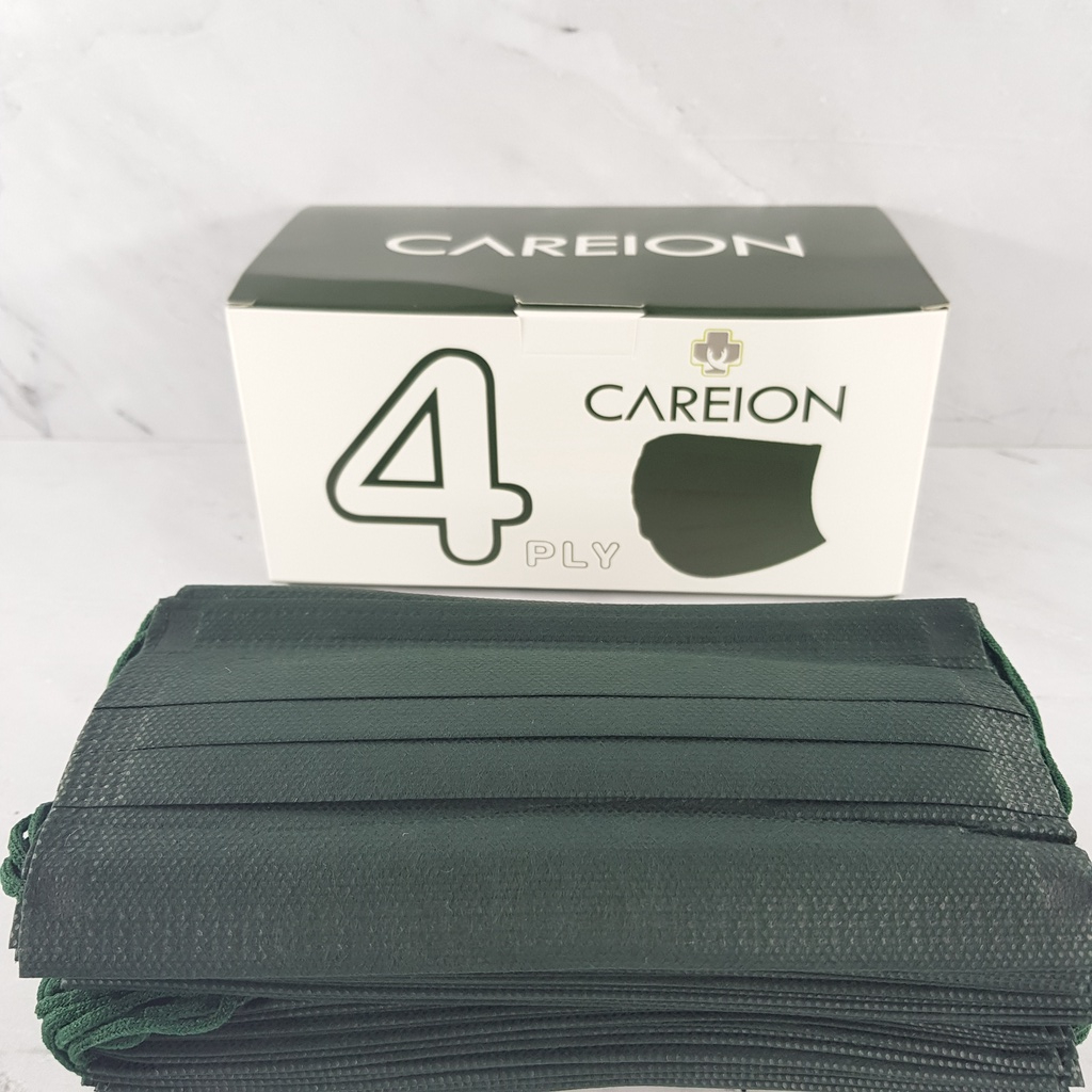ENZ ® MASKER EARLOOP CAREION EMBOS PREMIUM 4PLY 4 PLY HITAM PUTIH WARNA ISI 50 PCS UKURAN DEWASA 1002