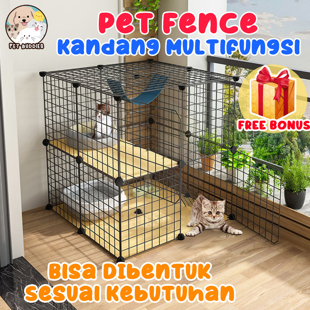 [FREE CATNIP] Kandang Kucing Pagar DIY 35*35 CM Pagar Besi Pet Fence Kucing/Anjing