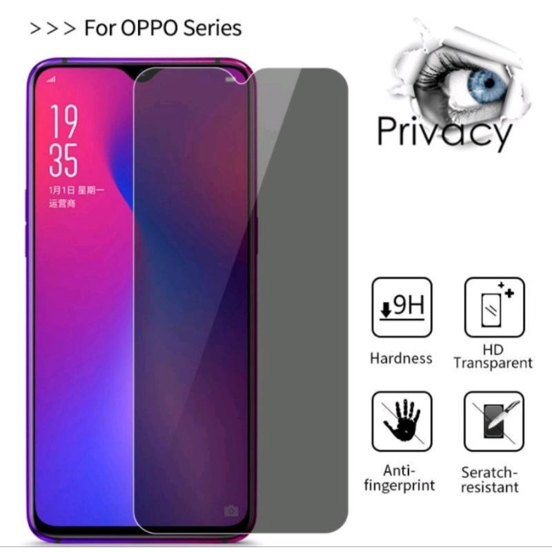 Glass Spy Vivo Y91 / Y91C / Y91i / Y93 / Y93s / Y95 / Y97 / Y90 / Y90i / Y81 / Y83 / Y83pro / Y85  Tempered Glass Anti Spy/Anti Gores