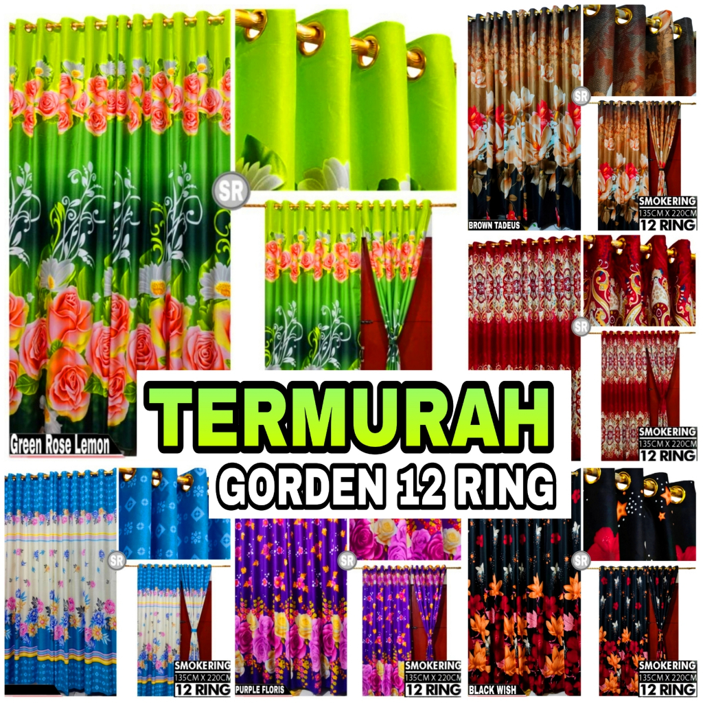 Gorden Jendela Pintu Kamar Smokring 12 Ring Minimalis Aesthetic Terbaru Panjang Tebal Batik Sultan K