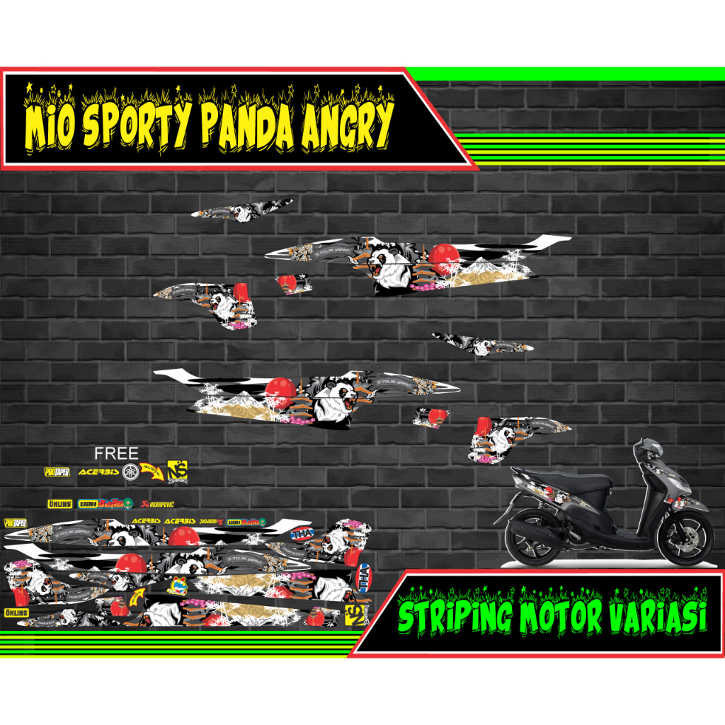 striping stiker motor mio sporty panda anggry