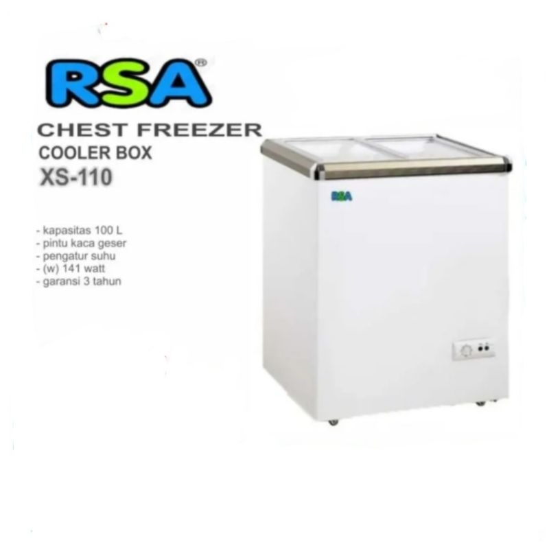 Chest Freezer Box Sliding 100L RSA XS 110 Lemari Pembeku Pintu Kaca BY GEA